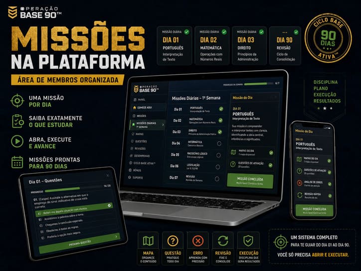 Missões organizadas na plataforma digital